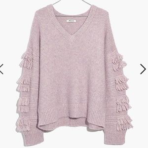 Madewell fringe sleeve pullover sweater